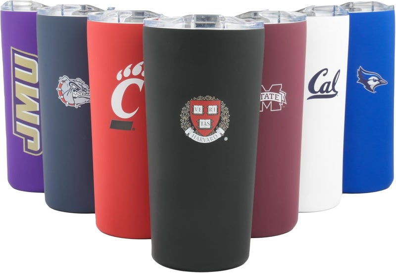 Decorvo Officially Licensed Collegiate Stainless Steel Tumbler - Double Walled Insulated Travel Tumbler with Slide Lid - 18 oz (Harvard) - Image 1